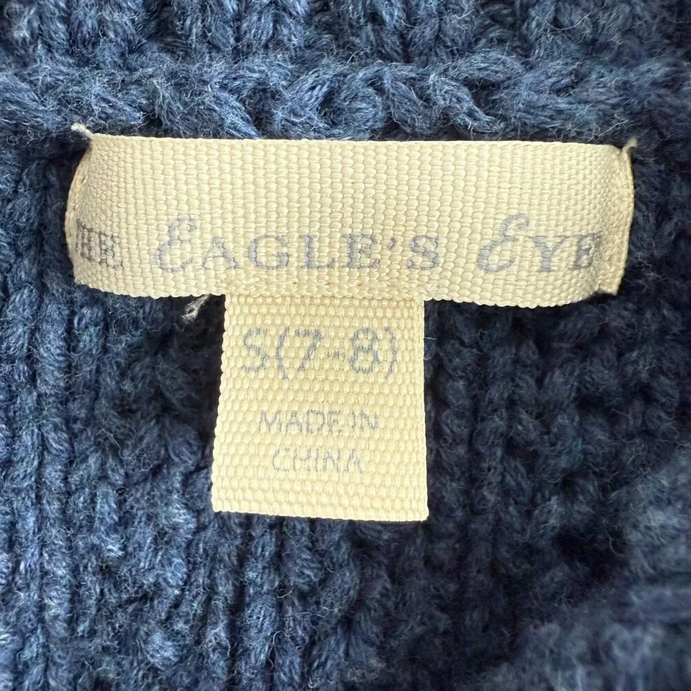 The Eagle's Eye Girls Navy Blue Sweater Vest Button Front Pockets Size S (7-8)